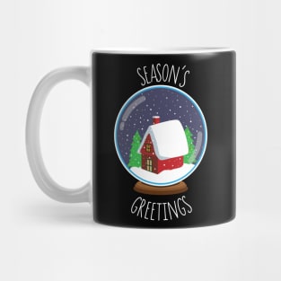 Season's Greetings Cozy Cabin Snowglobe Design Mug